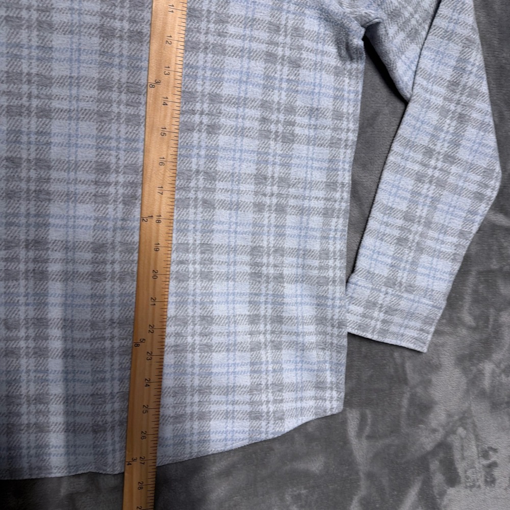 Faherty Legend Sweater Shirt Mens Medium Blue Grey Knit Flannel Stretch Button - Picture 9 of 11